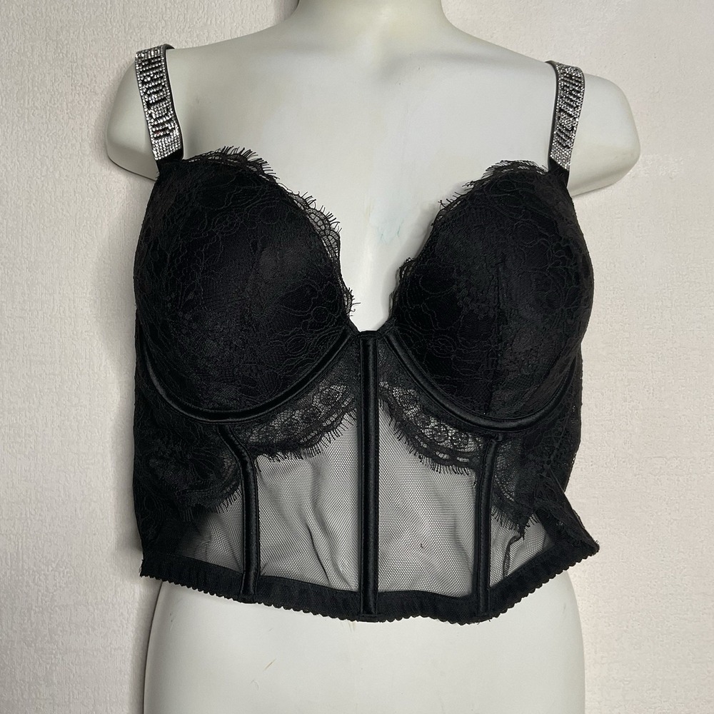 Victoria Secret Very‎ Sexy Shine Strap Push Up Lace Corset Bra Top 36C